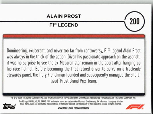 2024 Topps Chrome Formula 1 #200 Alain Prost - ChronicCards