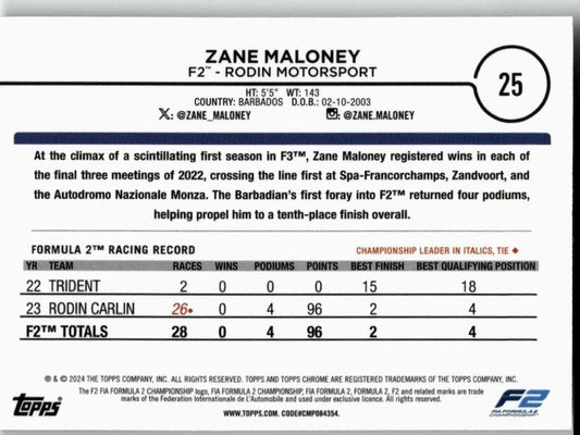 2024 Topps Chrome Formula 1 #25 Zane Maloney - ChronicCards