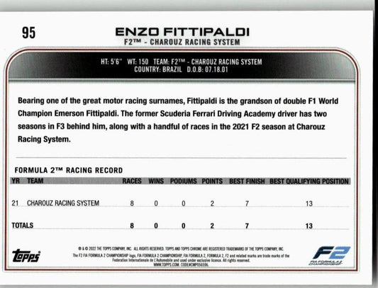 2022 Topps Chrome Formula 1 #95 Enzo Fittipaldi - ChronicCards