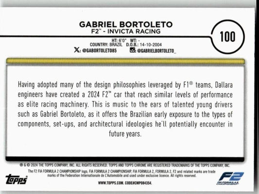 2024 Topps Chrome Formula 1 #100 Gabriel Bortoleto - ChronicCards