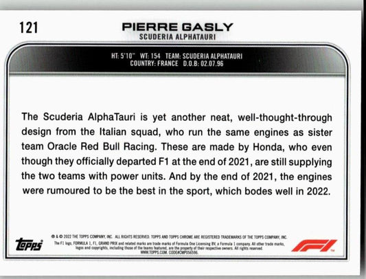 2022 Topps Chrome Formula 1 #121 Pierre Gasly - ChronicCards
