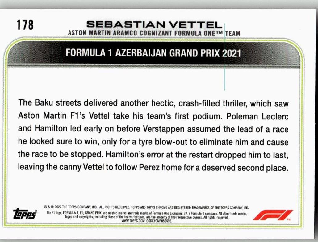 2022 Topps Chrome Formula 1 #178 Sebastian Vettel - ChronicCards
