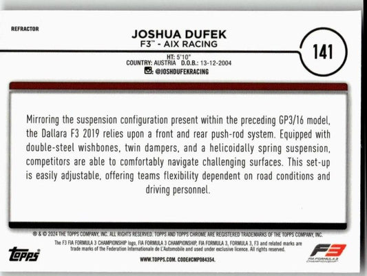 2024 Topps Chrome Formula 1 #141 Joshua Dufek - ChronicCards