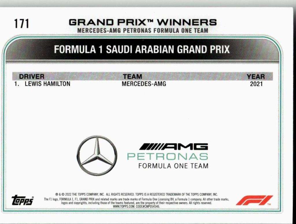 2022 Topps Formula 1 #171 Lewis Hamilton - ChronicCards