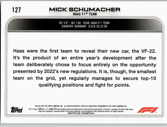 2022 Topps Formula 1 #127 Mick Schumacher Checker Flag - ChronicCards