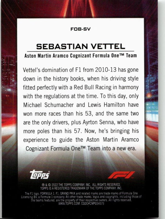 2022 Topps Formula 1 #FOB - SV Sebastian Vettel Flash of Brilliance - ChronicCards