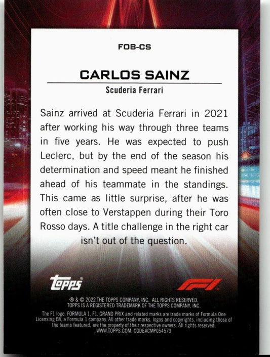 2022 Topps Formula 1 #FOB - CS Carlos Sainz Flash of Brilliance - ChronicCards