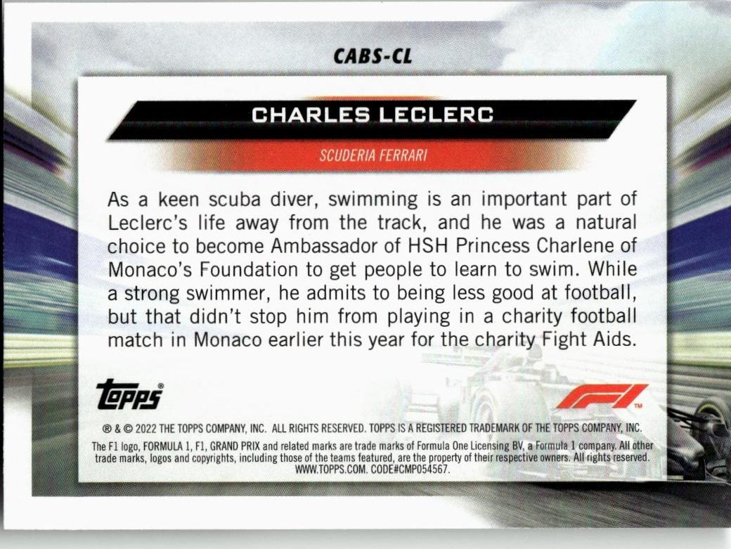 2022 Topps Formula 1 #CABS - CL Charles Leclerc Clean Air, Blue Skies - ChronicCards