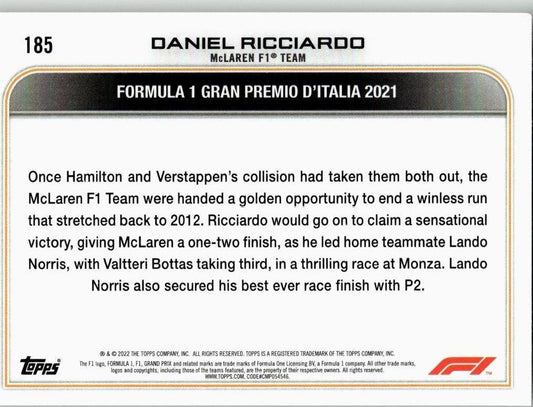 2022 Topps Formula 1 #185 Daniel Ricciardo - ChronicCards