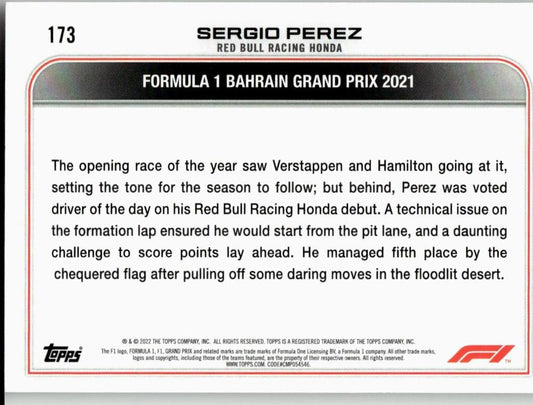2022 Topps Formula 1 #173 Sergio Perez - ChronicCards