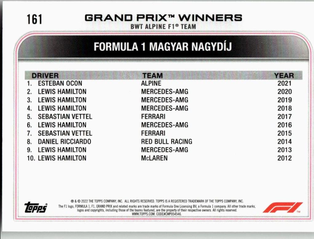 2022 Topps Formula 1 #161 Esteban Ocon - ChronicCards