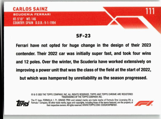 2023 Topps Chrome Formula 1 #111 Carlos Sainz - ChronicCards