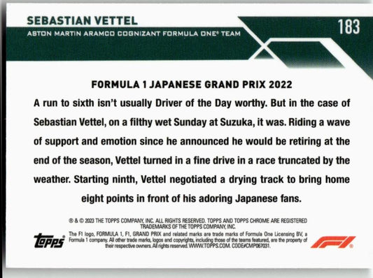 2023 Topps Chrome Formula 1 #183 Sebastian Vettel - ChronicCards