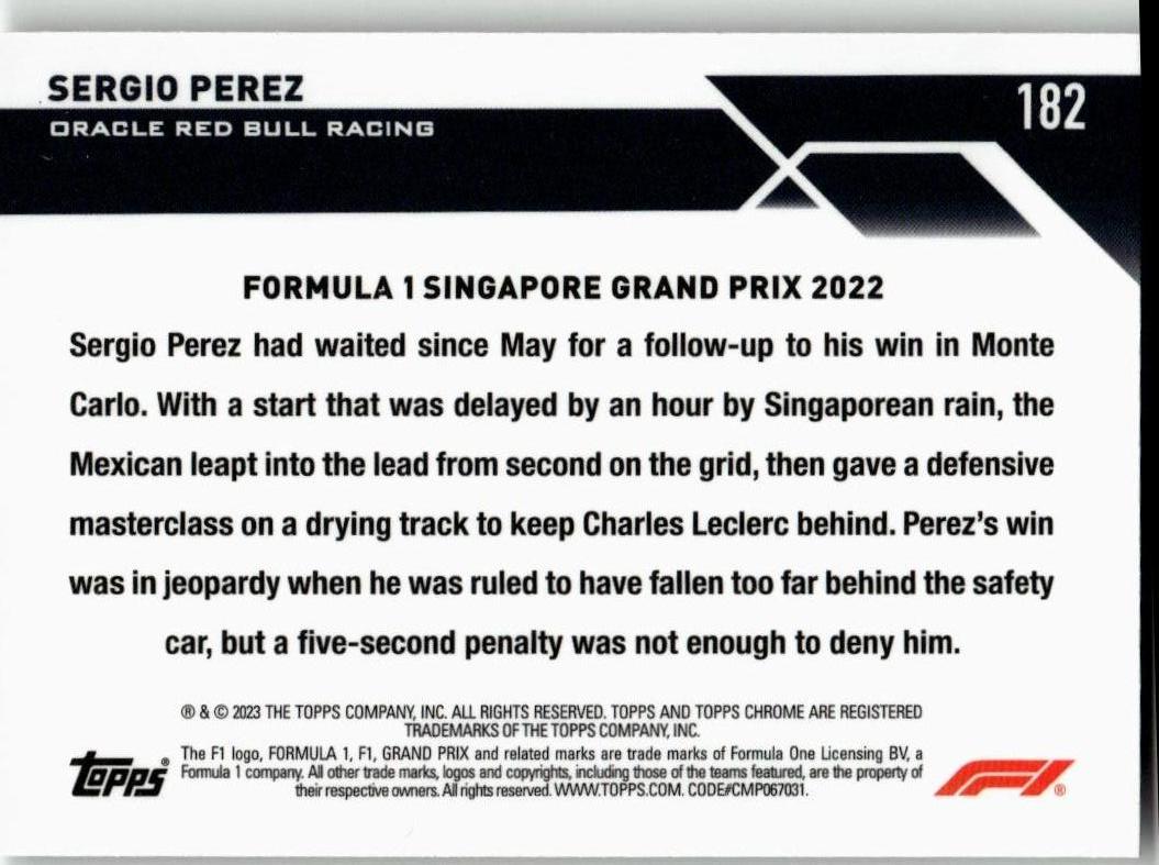 2023 Topps Chrome Formula 1 #182 Sergio Perez - ChronicCards