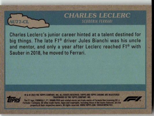 2023 Topps Chrome Formula 1 #AU77 - CL Charles Leclerc Autos of 1977 - ChronicCards