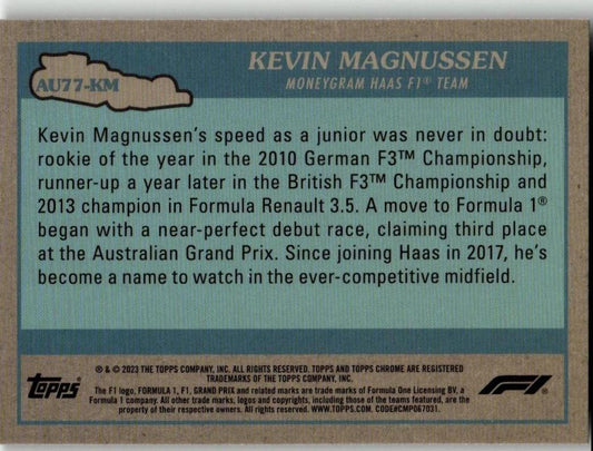 2023 Topps Chrome Formula 1 #AU77 - KM Kevin Magnussen Autos of 1977 - ChronicCards