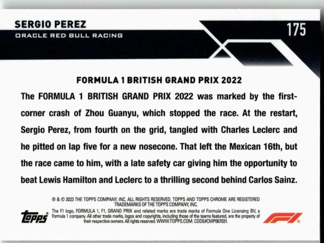 2023 Topps Chrome Formula 1 #175 Sergio Perez - ChronicCards
