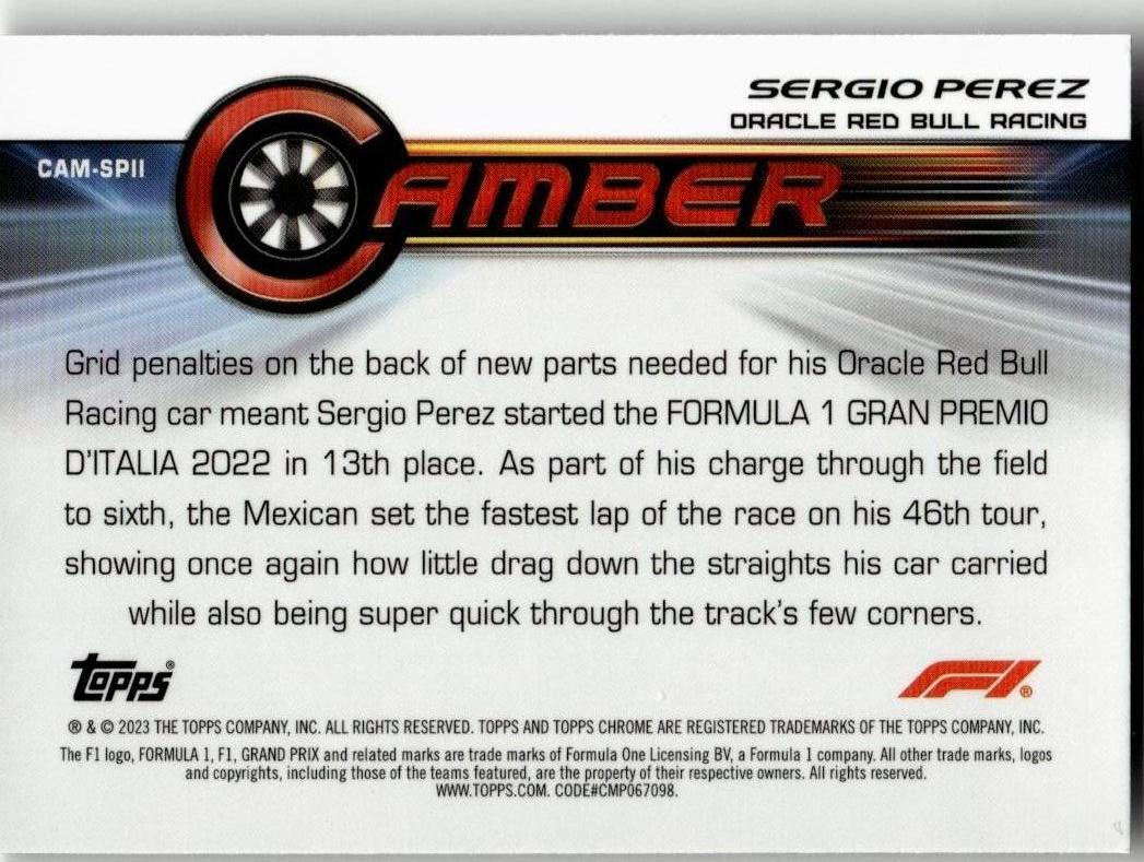 2023 Topps Chrome Formula 1 #CAM - SPII Sergio Perez Camber - ChronicCards