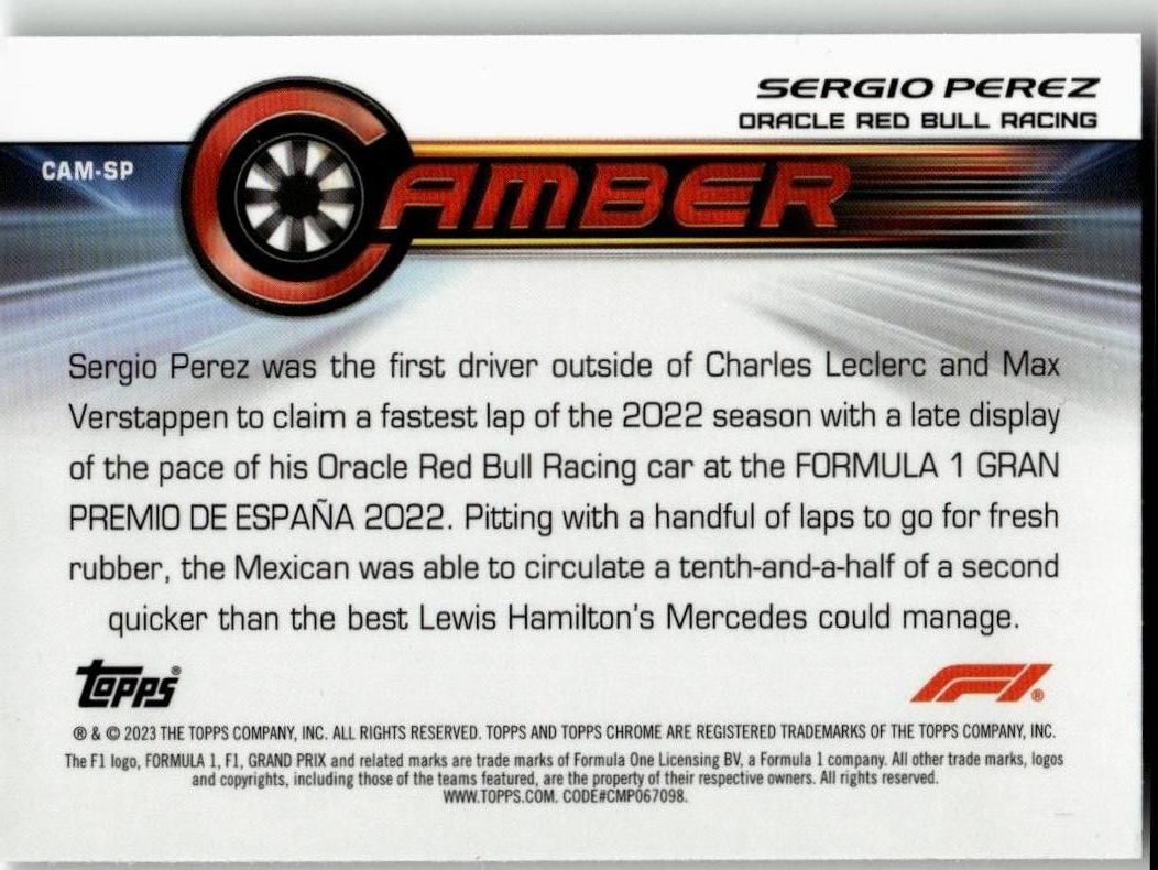 2023 Topps Chrome Formula 1 #CAM - SP Sergio Perez Camber - ChronicCards