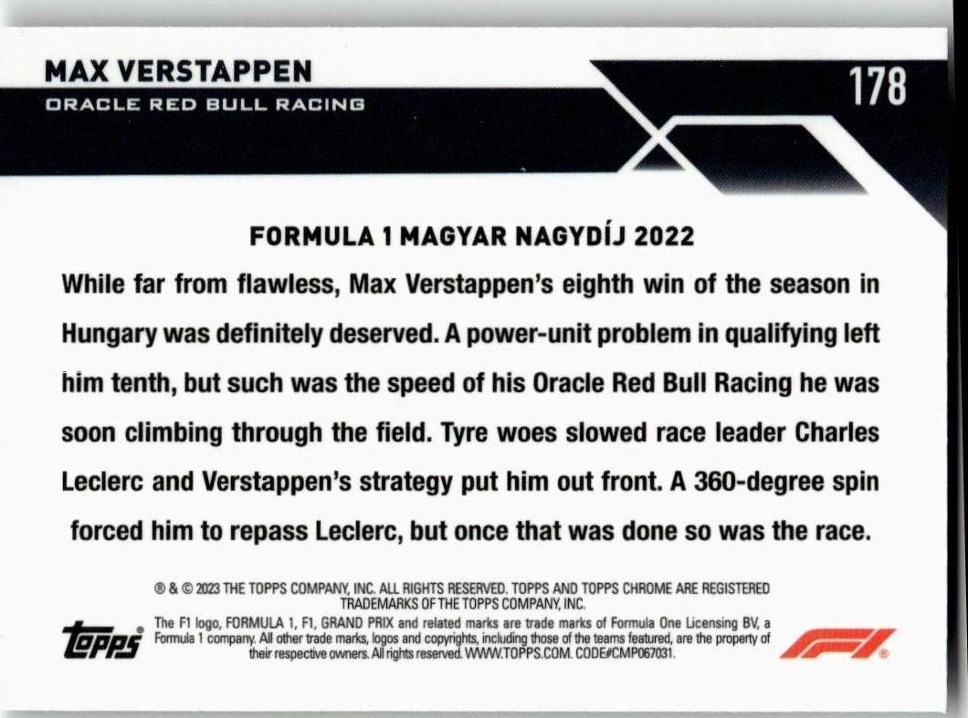 2023 Topps Chrome Formula 1 #178 Max Verstappen - ChronicCards