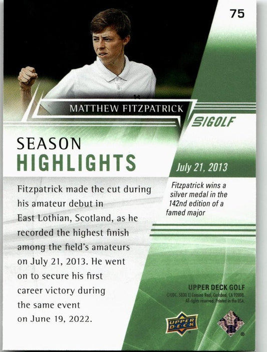 2024 Upper Deck #75 Matthew Fitzpatrick - ChronicCards