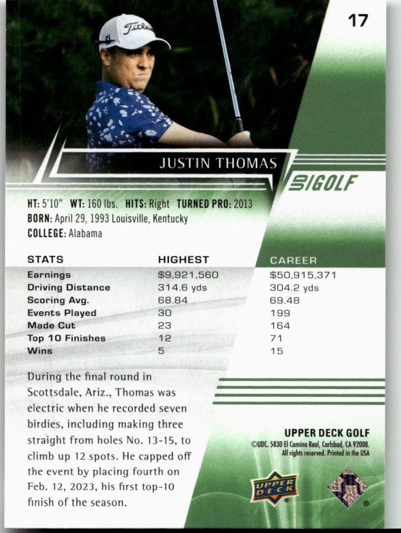 2024 Upper Deck #17 Justin Thomas - ChronicCards