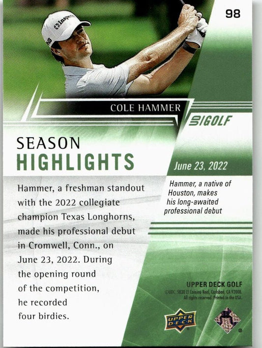 2024 Upper Deck #98 Cole Hammer - ChronicCards