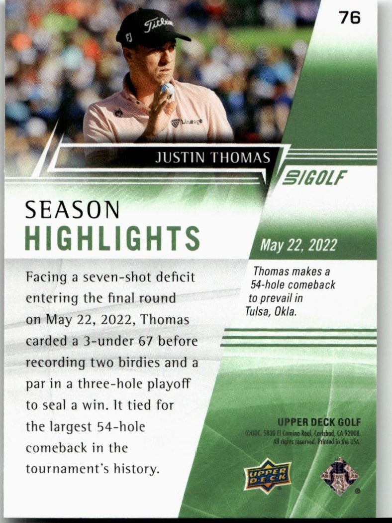 2024 Upper Deck #76 Justin Thomas - ChronicCards