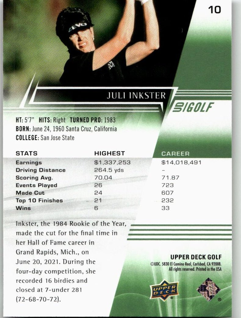 2024 Upper Deck #10 Juli Inkster - ChronicCards
