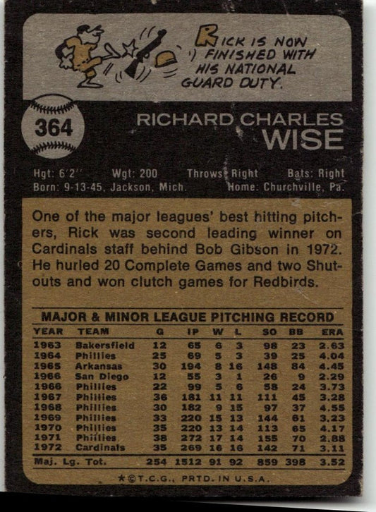 1973 Topps #364 Rick Wise - ChronicCards