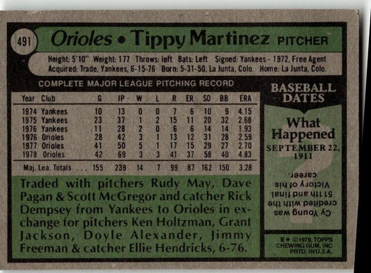 1979 Topps #491 Tippy Martinez - ChronicCards