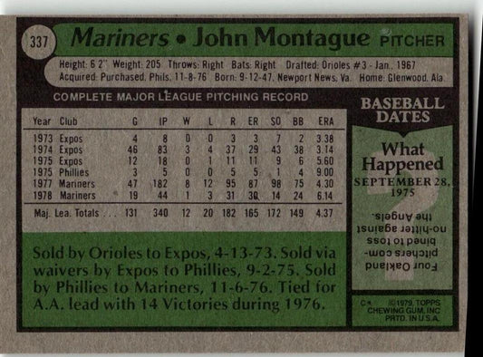 1979 Topps #337 John Montague - ChronicCards