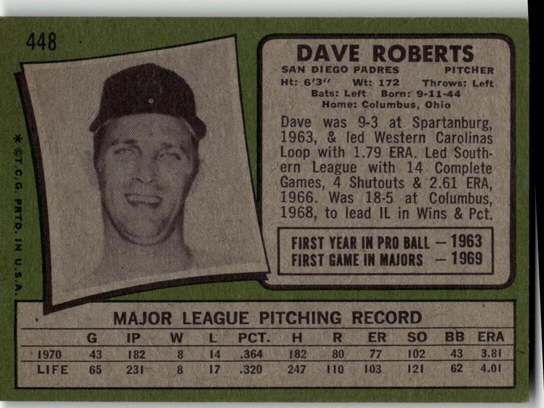 1971 Topps #448 Dave Roberts - ChronicCards