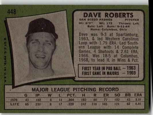 1971 Topps #448 Dave Roberts - ChronicCards
