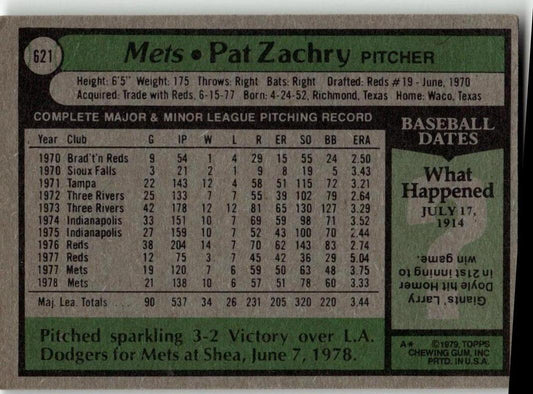 1979 Topps #621 Pat Zachry - ChronicCards