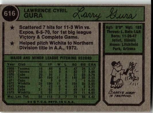 1974 Topps #616 Larry Gura - ChronicCards