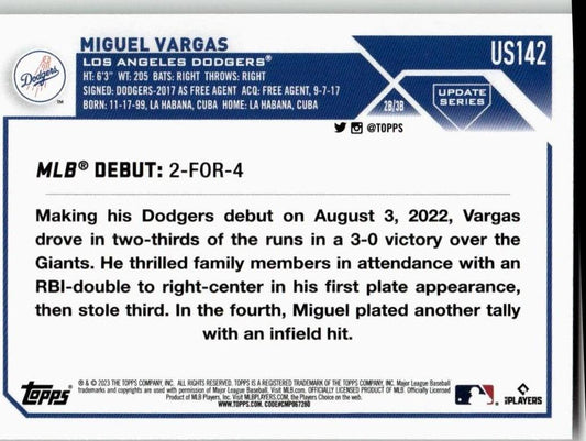2023 Topps Update #US142 Miguel Vargas - ChronicCards
