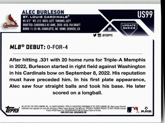 2023 Topps Update #US99 Alec Burleson - ChronicCards