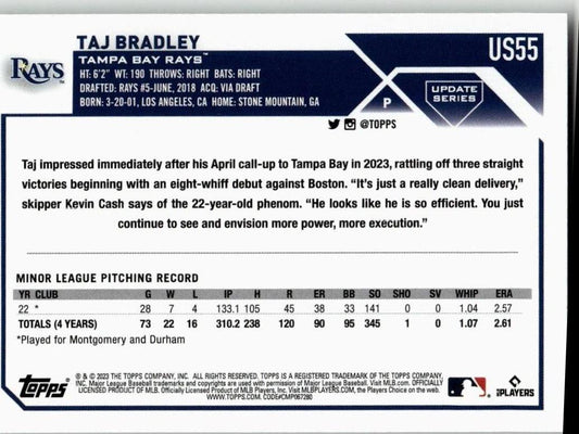 2023 Topps Update #US55 Taj Bradley Oversized Combo Box Toppers - ChronicCards