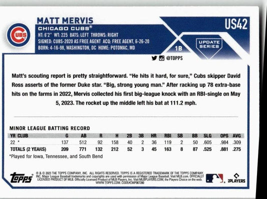 2023 Topps Update #US42 Matt Mervis - ChronicCards