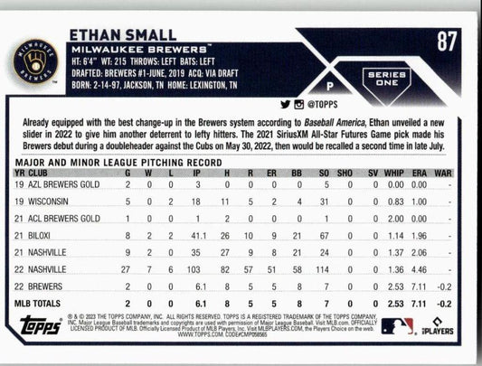 2023 Topps #87 Ethan Small - ChronicCards