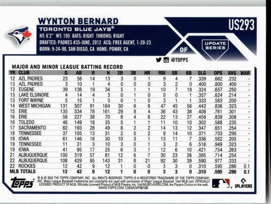 2023 Topps Update #US293 Wynton Bernard - ChronicCards