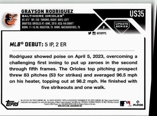 2023 Topps Update #US35 Grayson Rodriguez - ChronicCards