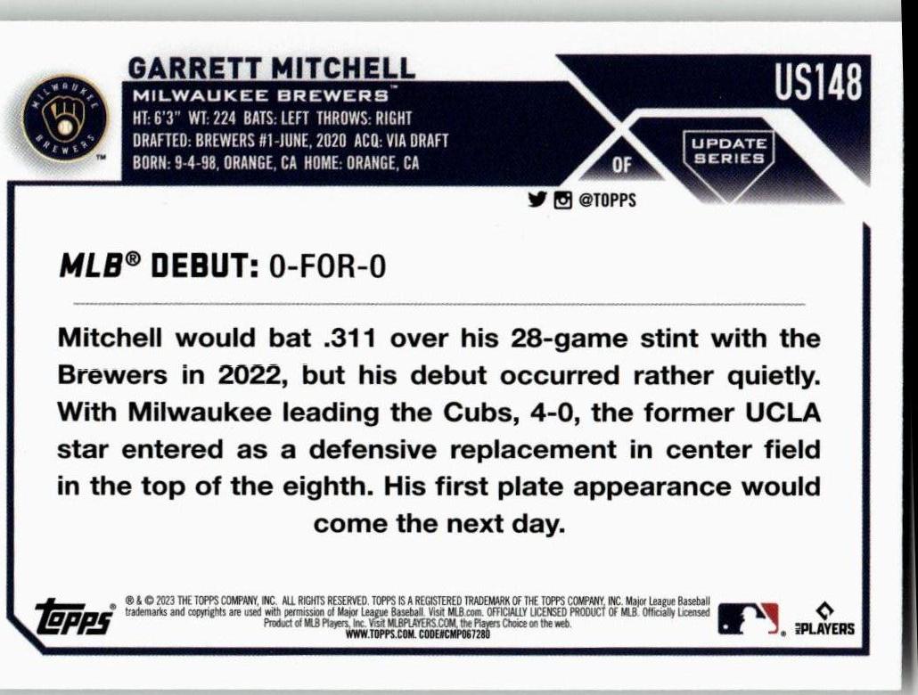2023 Topps Update #US148 Garrett Mitchell - ChronicCards