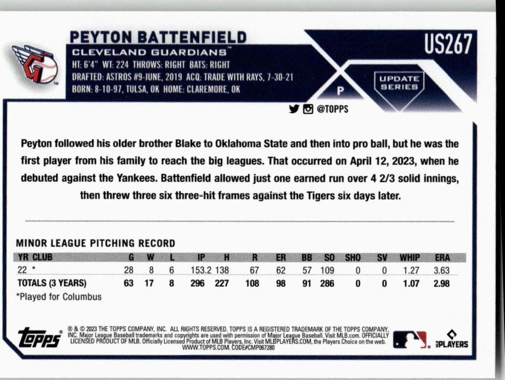 2023 Topps Update #US267 Peyton Battenfield - ChronicCards