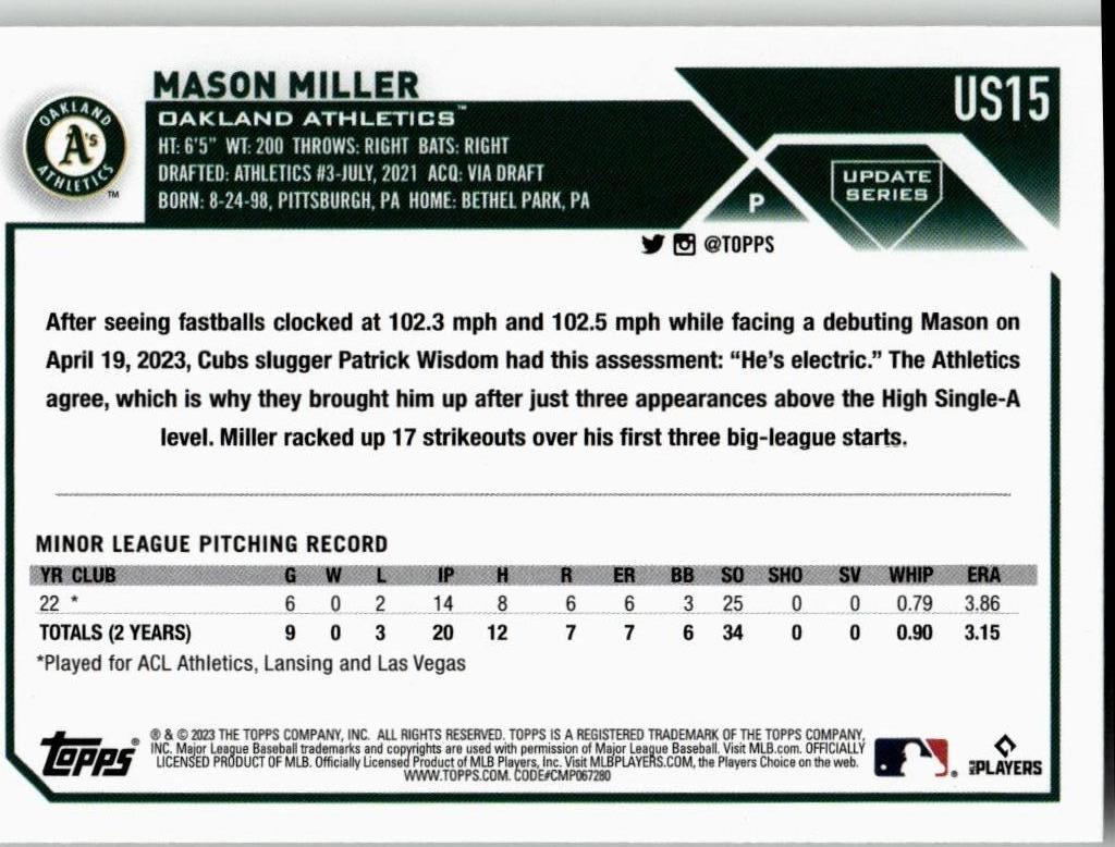 2023 Topps Update #US15 Mason Miller - ChronicCards