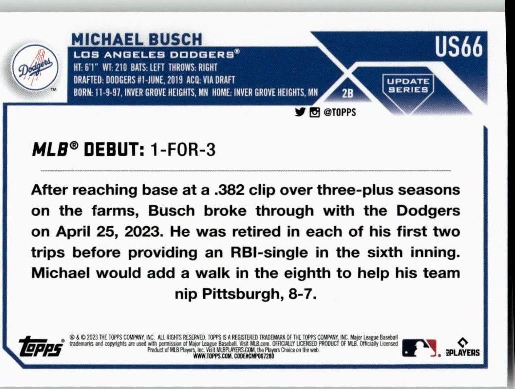 2023 Topps Update #US66 Michael Busch - ChronicCards