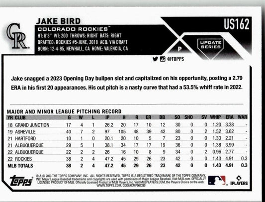 2023 Topps Update #US162 Jake Bird - ChronicCards