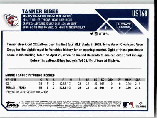 2023 Topps Update #US168 Tanner Bibee - ChronicCards