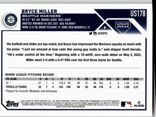 2023 Topps Update #US178 Bryce Miller - ChronicCards